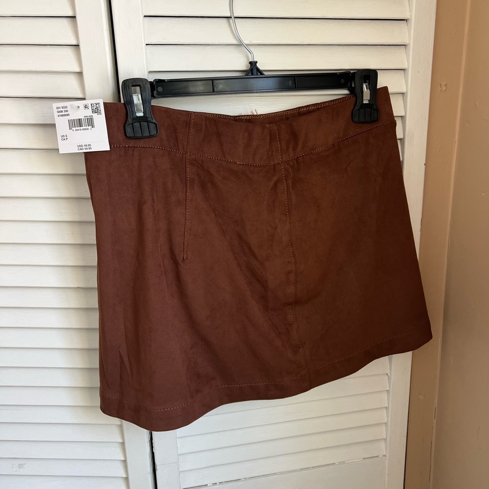 American Eagle Outfitters Chocolate Brown Mini Skirt with Front Slit - Picture 4 of 6